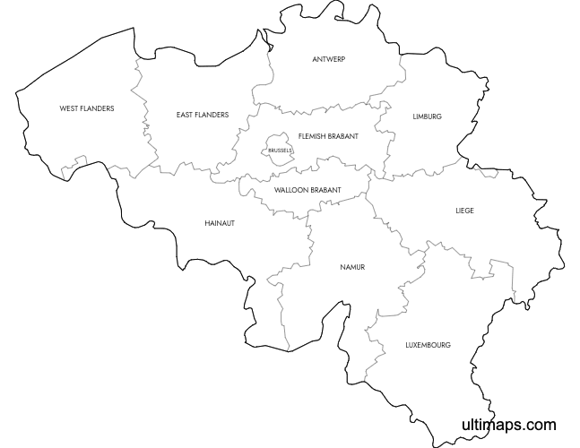 Preview of Labeled Map of Belgium Provinces (A4)