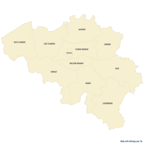 Preview of Labeled Map of Belgium Provinces