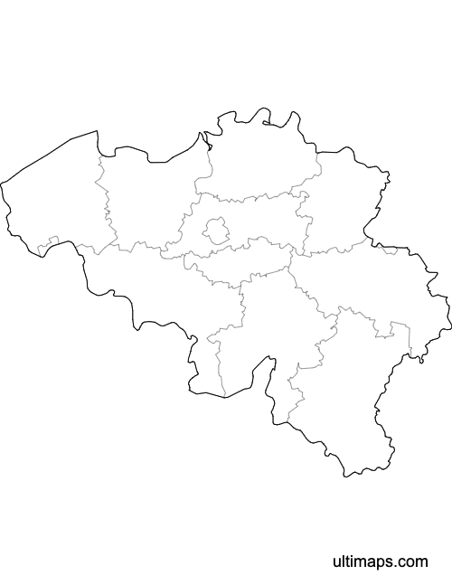 Preview of Outlined Map of Belgium Provinces (Letter)