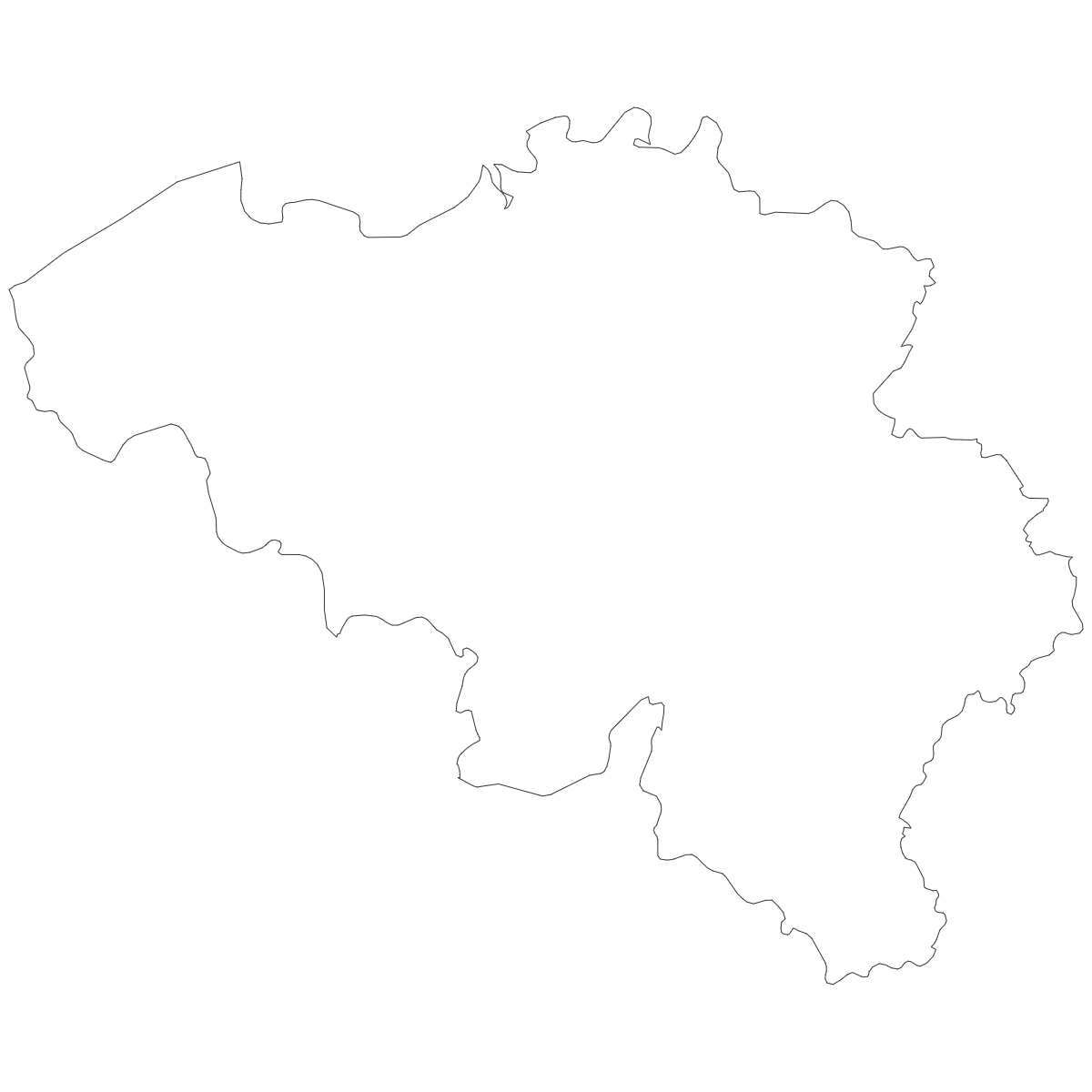Outline Map of Belgium Provinces