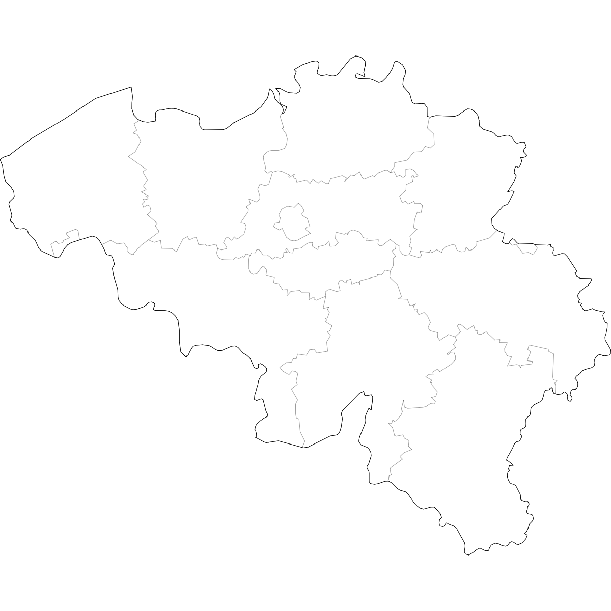 Wireframe Map of Belgium Provinces