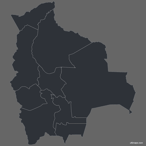 Preview of Blank Bolivia Map with Departments (Dark)