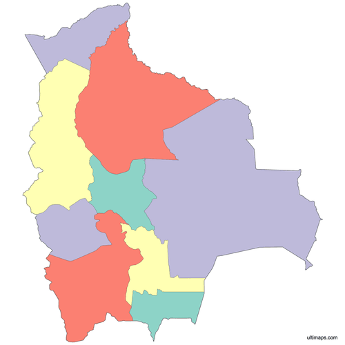 Preview of Colored Bolivia Map with Departments