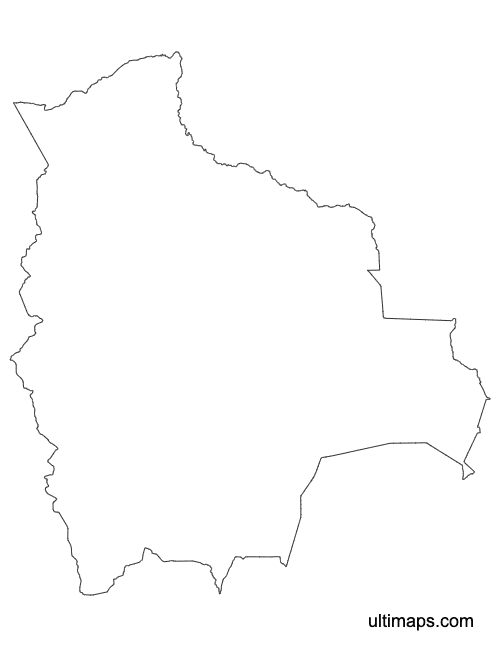 Preview of Outline Bolivia Map with Departments (A4)