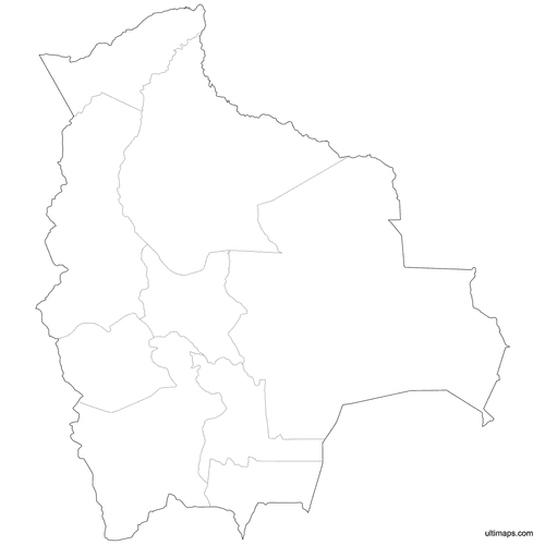 Preview of Outlined Bolivia Map with Departments