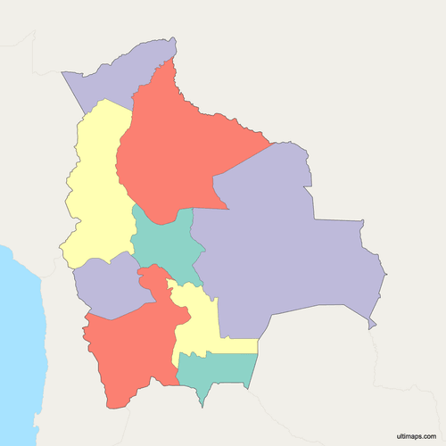 Preview of Political Map of Bolivia with Departments