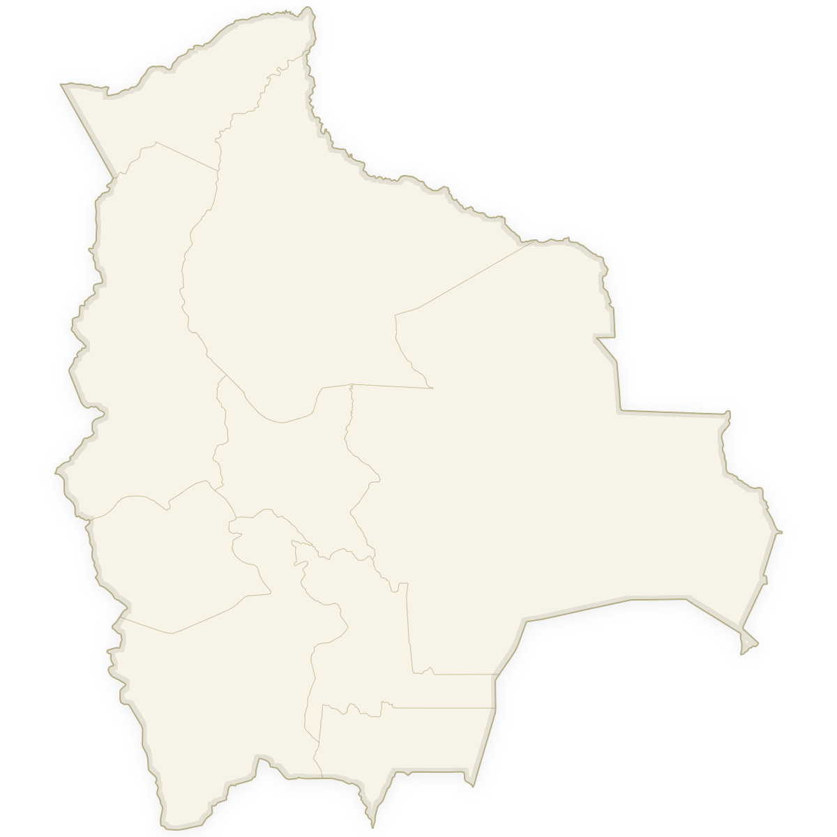 Blank map of Bolivia with Departments