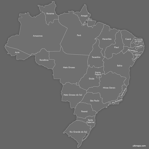 Preview of Labeled Map of Brazil States (Dark)