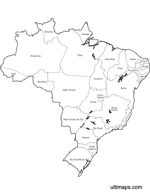 Preview of Labeled Map of Brazil States (Letter)