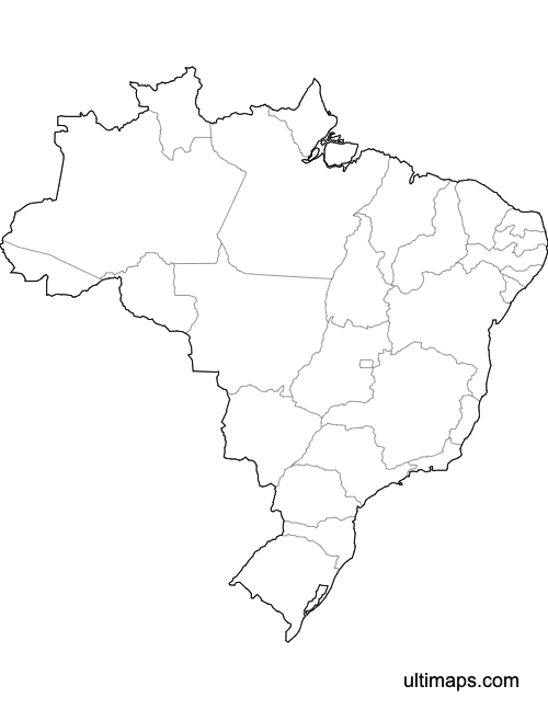 Preview of Outlined Map of Brazil States (Letter)