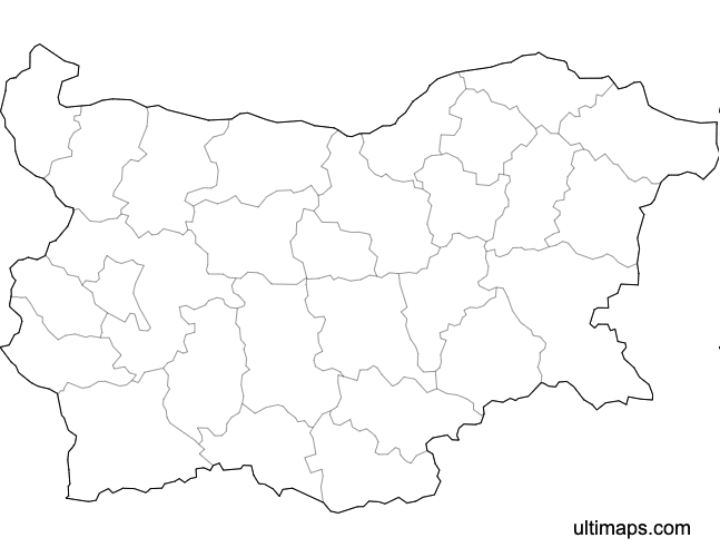 Preview of Blank Map of Bulgaria — Provinces (Letter)