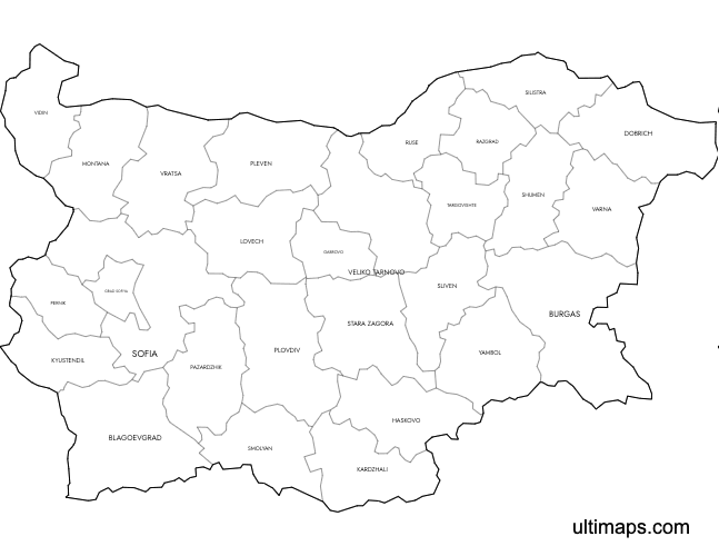 Preview of Labeled Map of Bulgaria — Provinces (A4)
