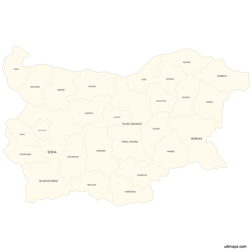 Preview of Labeled Map of Bulgaria — Provinces