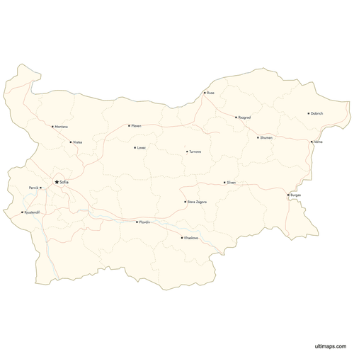Preview of Map of Bulgaria — Provinces with Cities