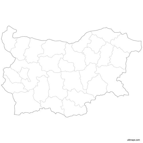 Preview of Outlined Map of Bulgaria — Provinces