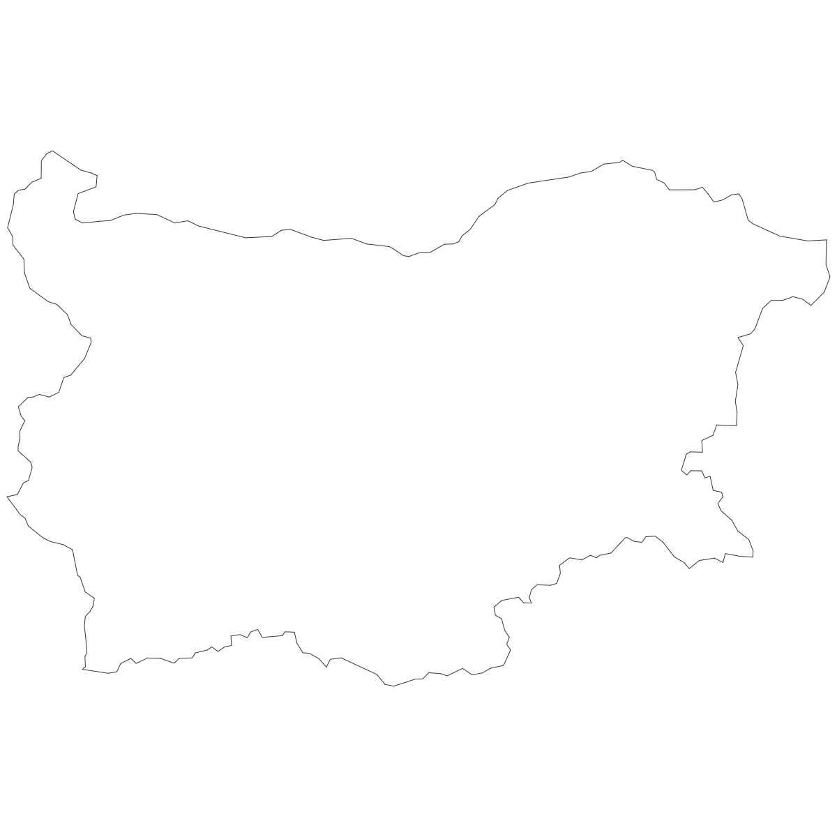 Outline Map of Bulgaria — Provinces