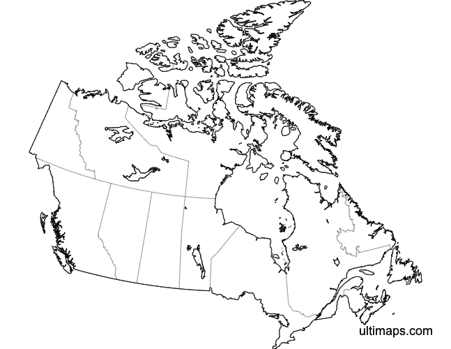 Preview of Blank Map of Canada Provinces (A4)