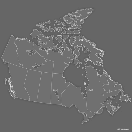 Preview of Blank Map of Canada Provinces (Dark)