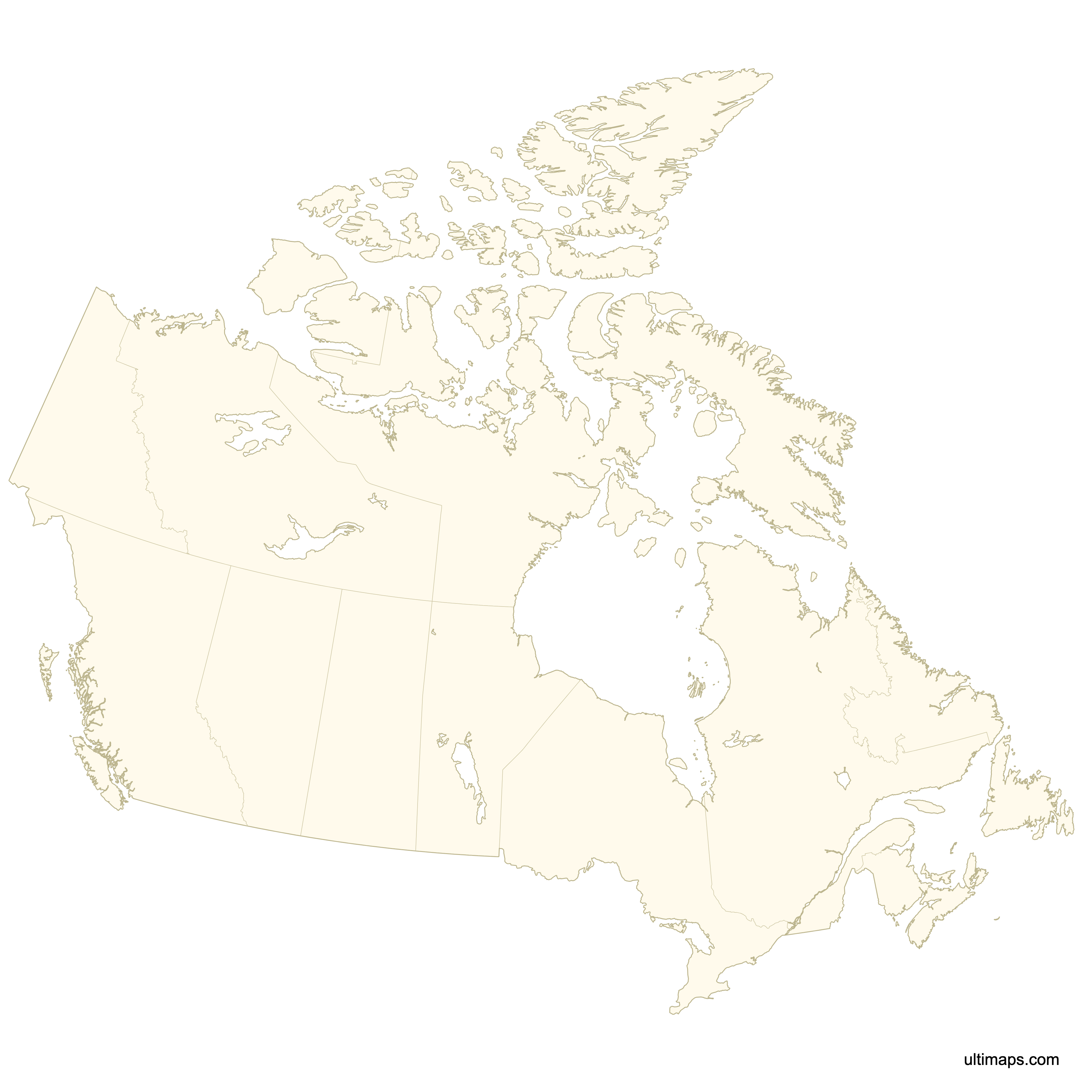 Blank Map Of Canada Provinces Free Download Ultimaps
