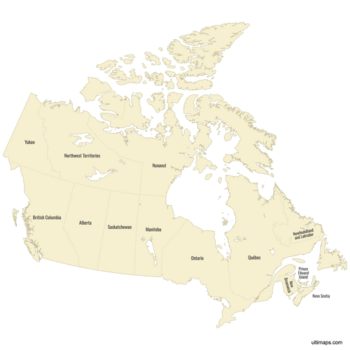 Preview of Labeled Map of Canada Provinces