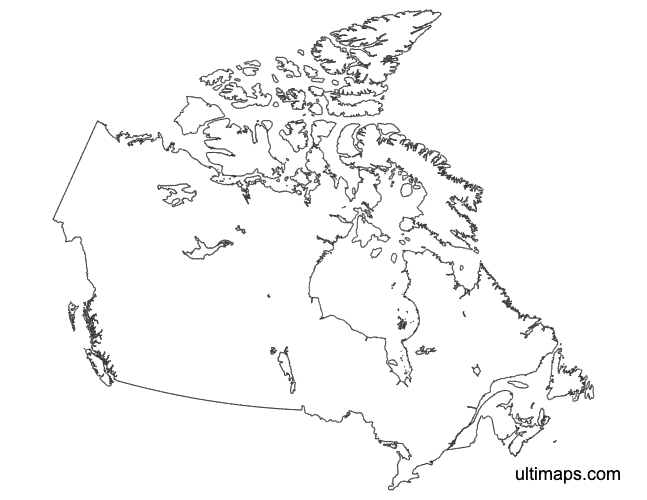 Preview of Outline Map of Canada Provinces (A4)