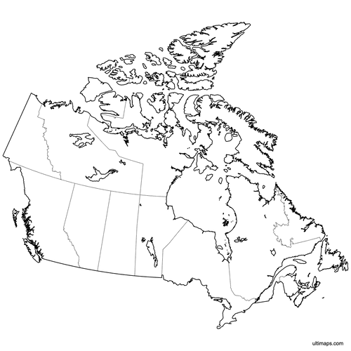 Preview of Outlined Map of Canada Provinces