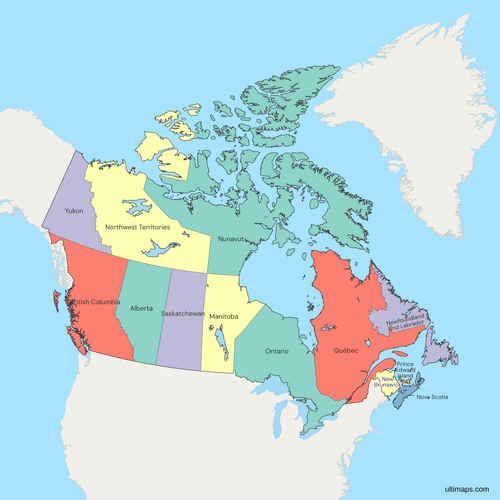 Political Map of Canada with Provinces