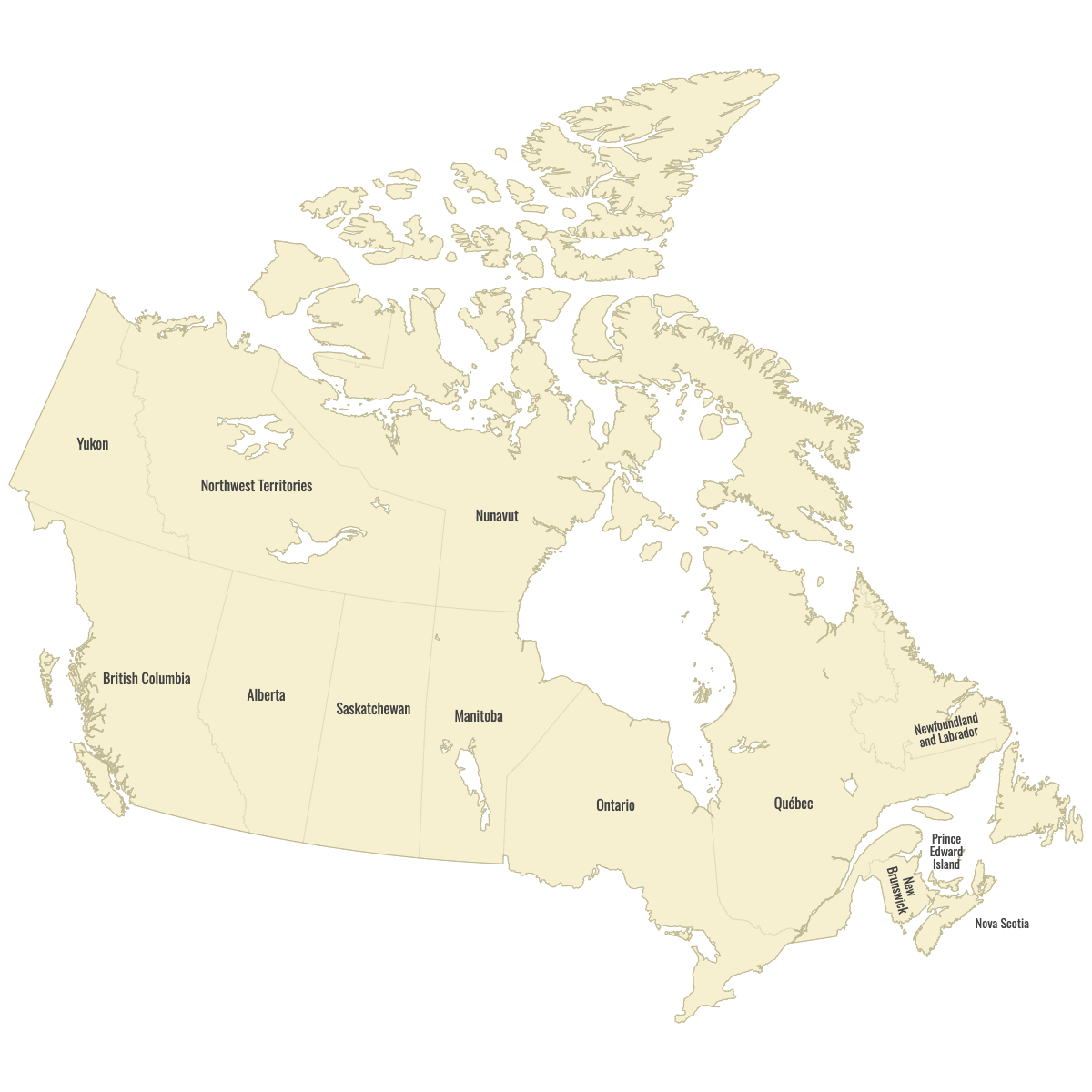 Blank Map of Canada Provinces With Labels