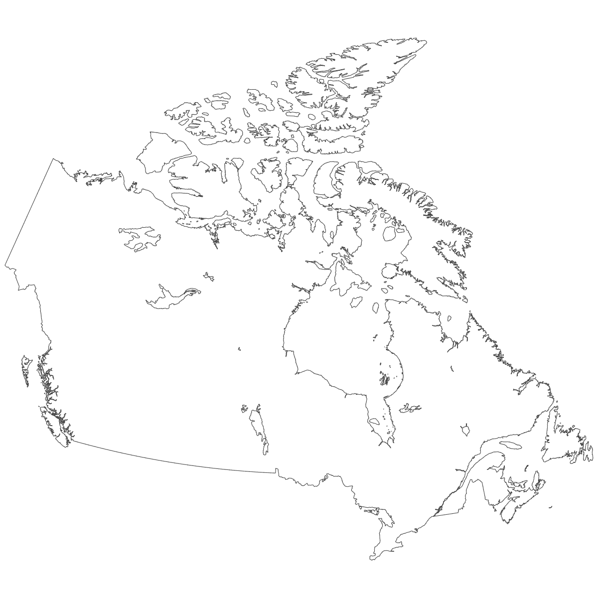 Outline Map of Canada Provinces