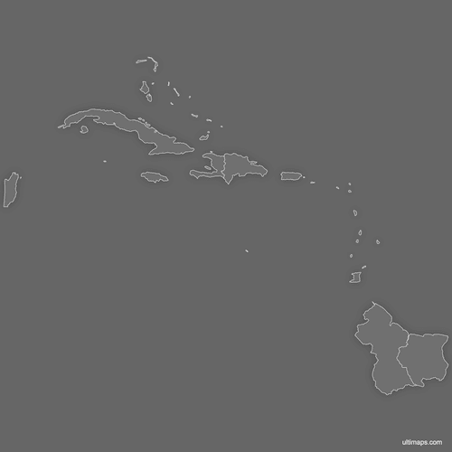 Preview of Blank Map of Caribbean Countries (Dark)