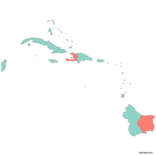 Preview of Colored Map of Caribbean Countries