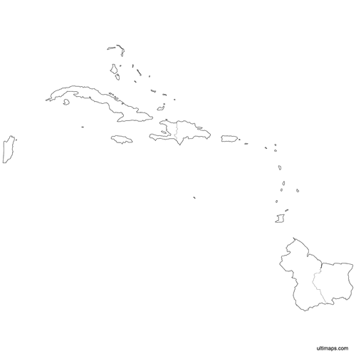 Preview of Outlined Map of Caribbean Countries