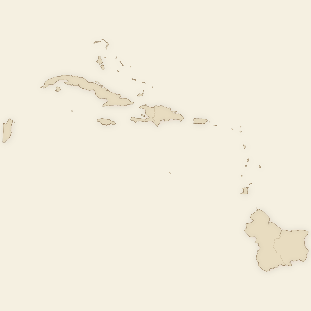 Styled Map of Caribbean Countries (Vintage Theme)