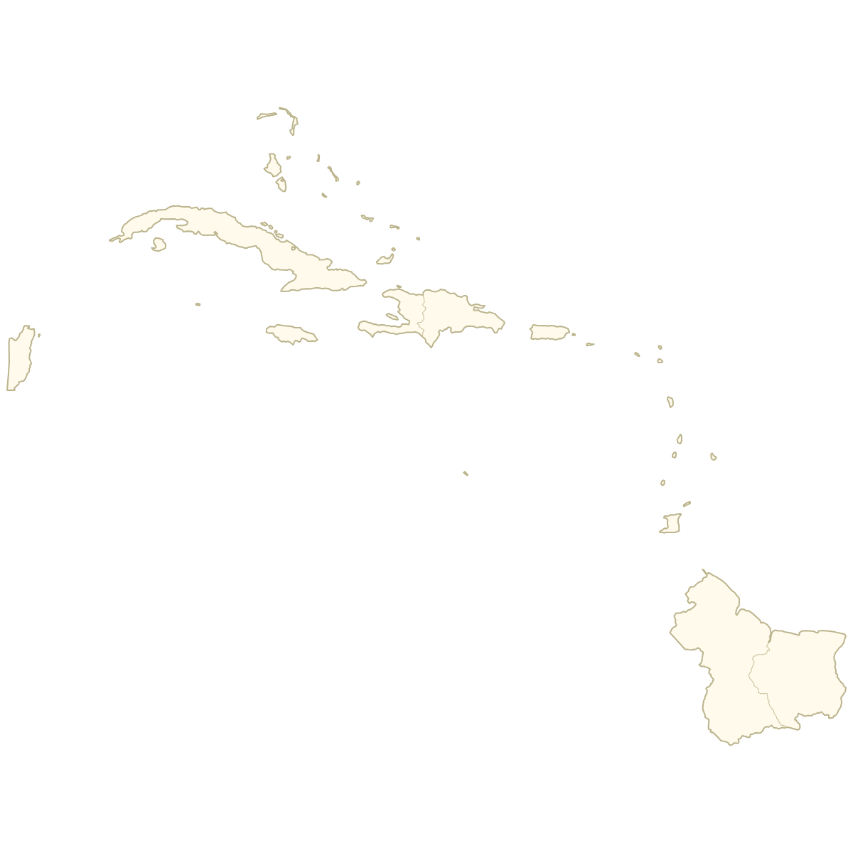 Unstyled Map of Caribbean Countries