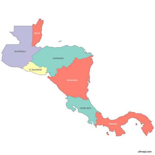 Preview of Labeled Map of Central America