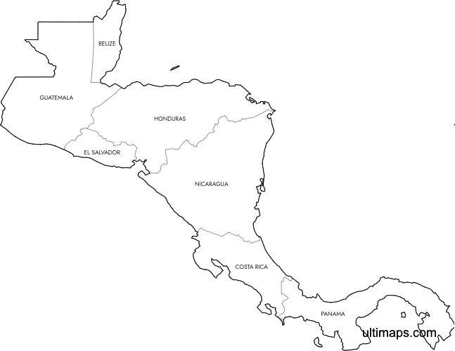 Preview of Labeled Map of Central America (Letter)
