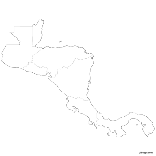 Preview of Outlined Map of Central America