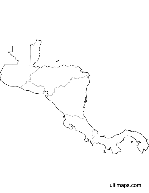 Preview of Outlined Map of Central America (Letter)