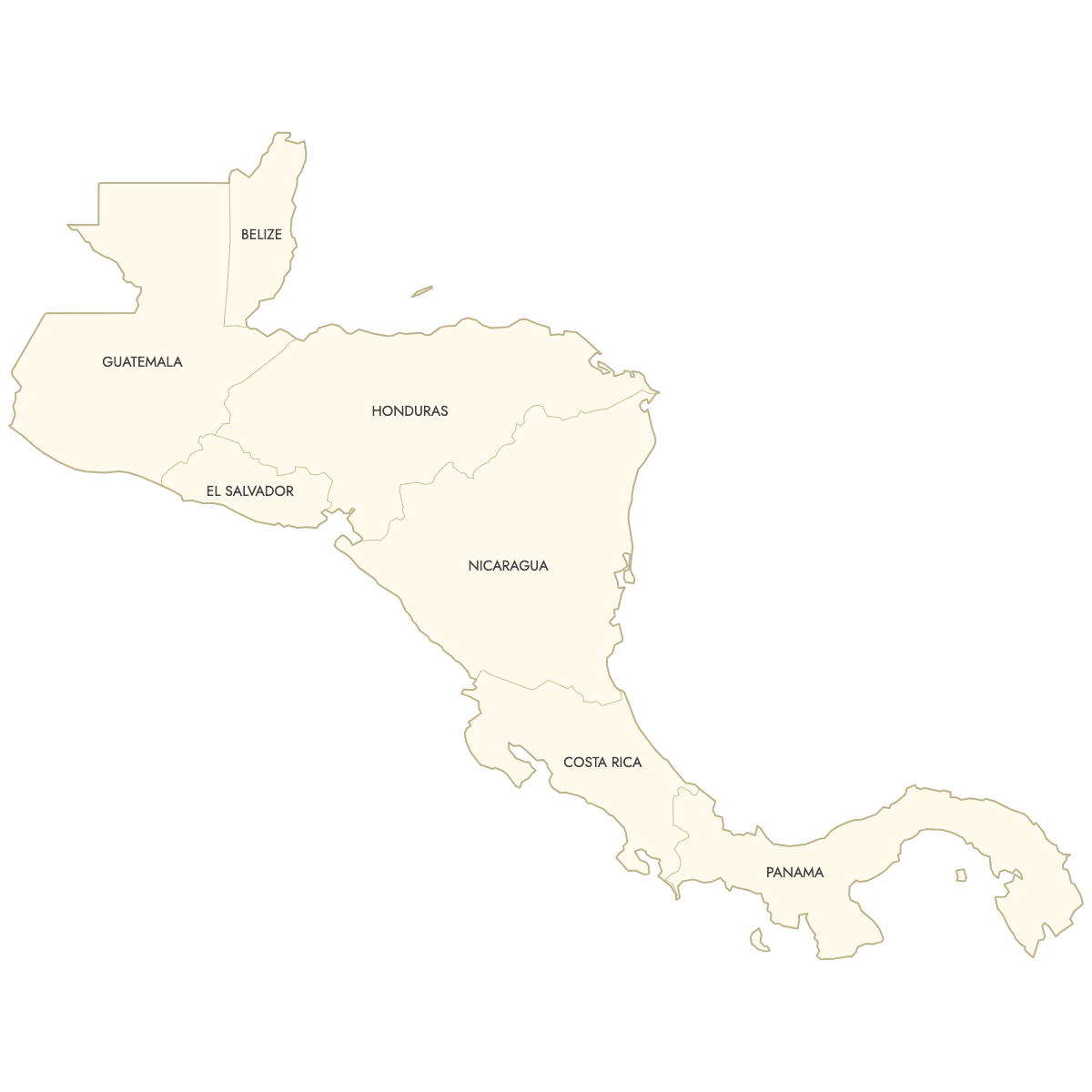 Unstyled Map of Central America With Labels