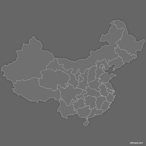 Preview of Blank Map of China Provinces (Dark)