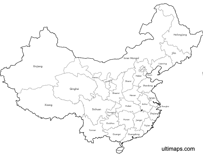 Preview of Labeled Map of China Provinces (A4)
