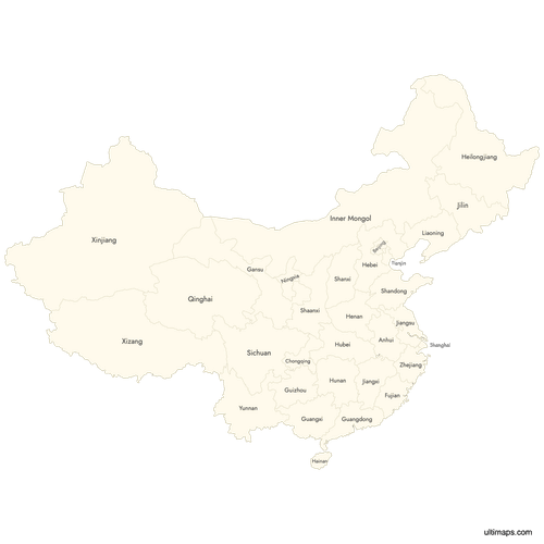 Preview of Labeled Map of China Provinces