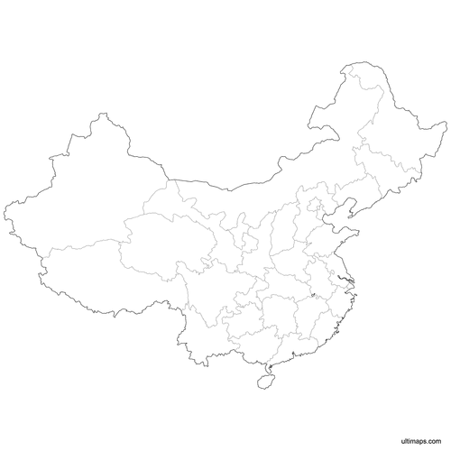 Preview of Outlined Map of China Provinces
