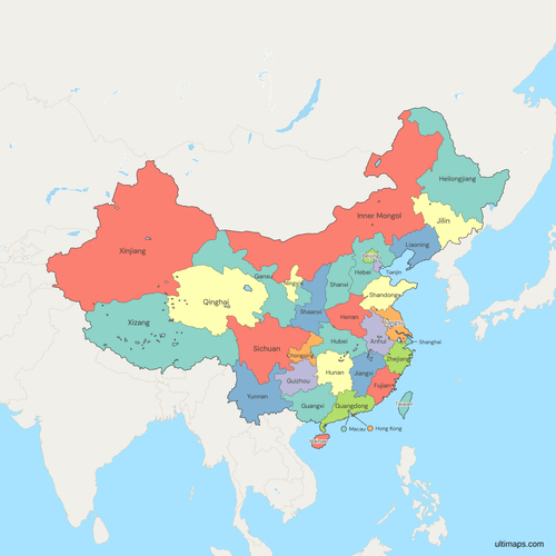 Political Map of China with Provinces