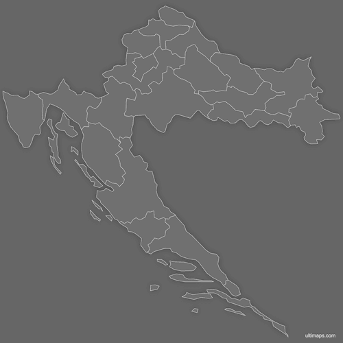 Preview of Blank Map of Croatia Counties (Dark)