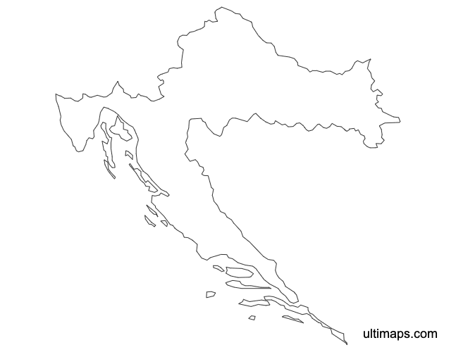 Preview of Outline Map of Croatia Counties (A4)