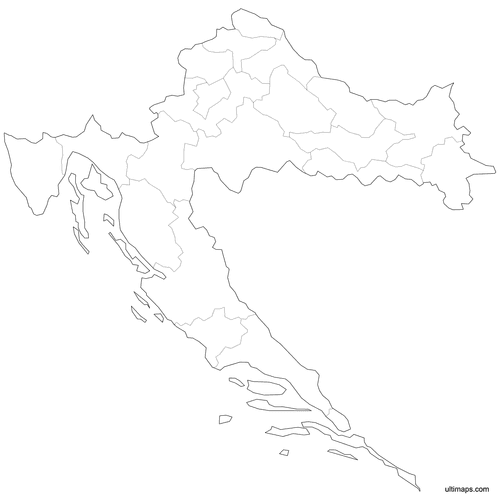 Preview of Outlined Map of Croatia Counties