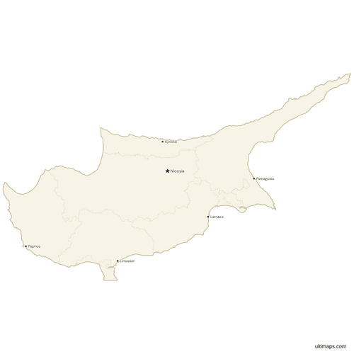 Map of Cyprus with Cities