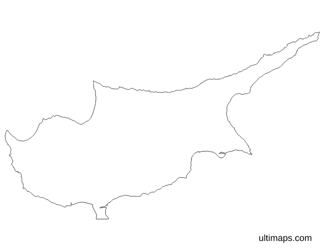 Outline Cyprus Map with Districts (Letter)
