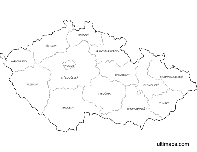 Preview of Labeled Map of Czech Republic Regions (A4)